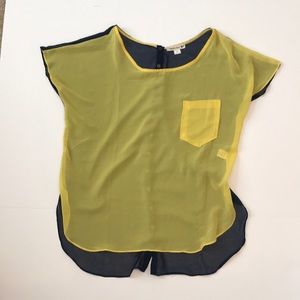 Navy and Yellow Blouse